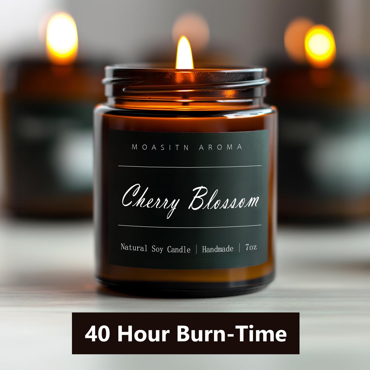 MOASITN Cherry Blossom Scented Candle – Natural Soy, Handmade 7oz Jar