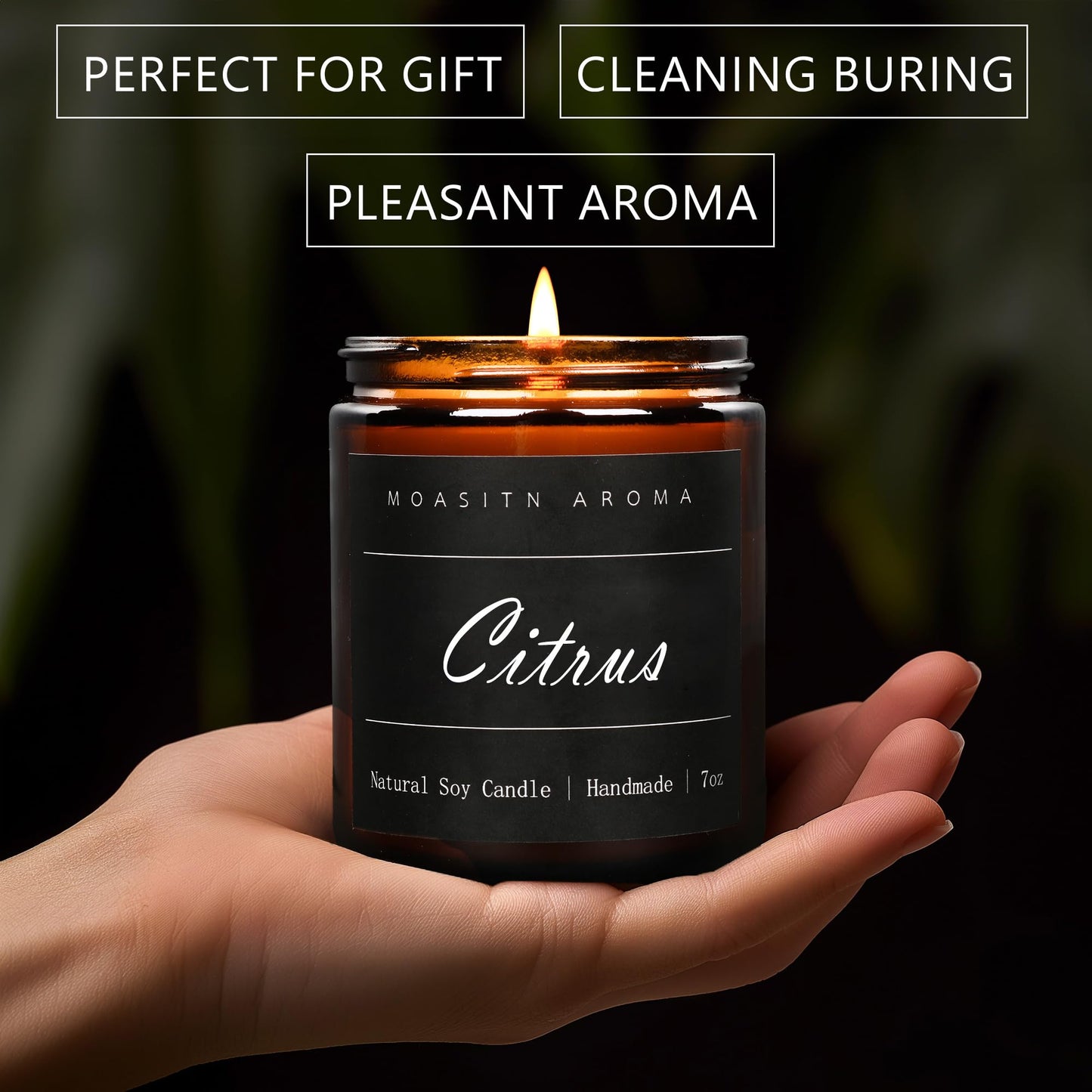 MOASITN Citrus Scented Soy Candle 7oz | Handmade Aromatherapy Jar Gift