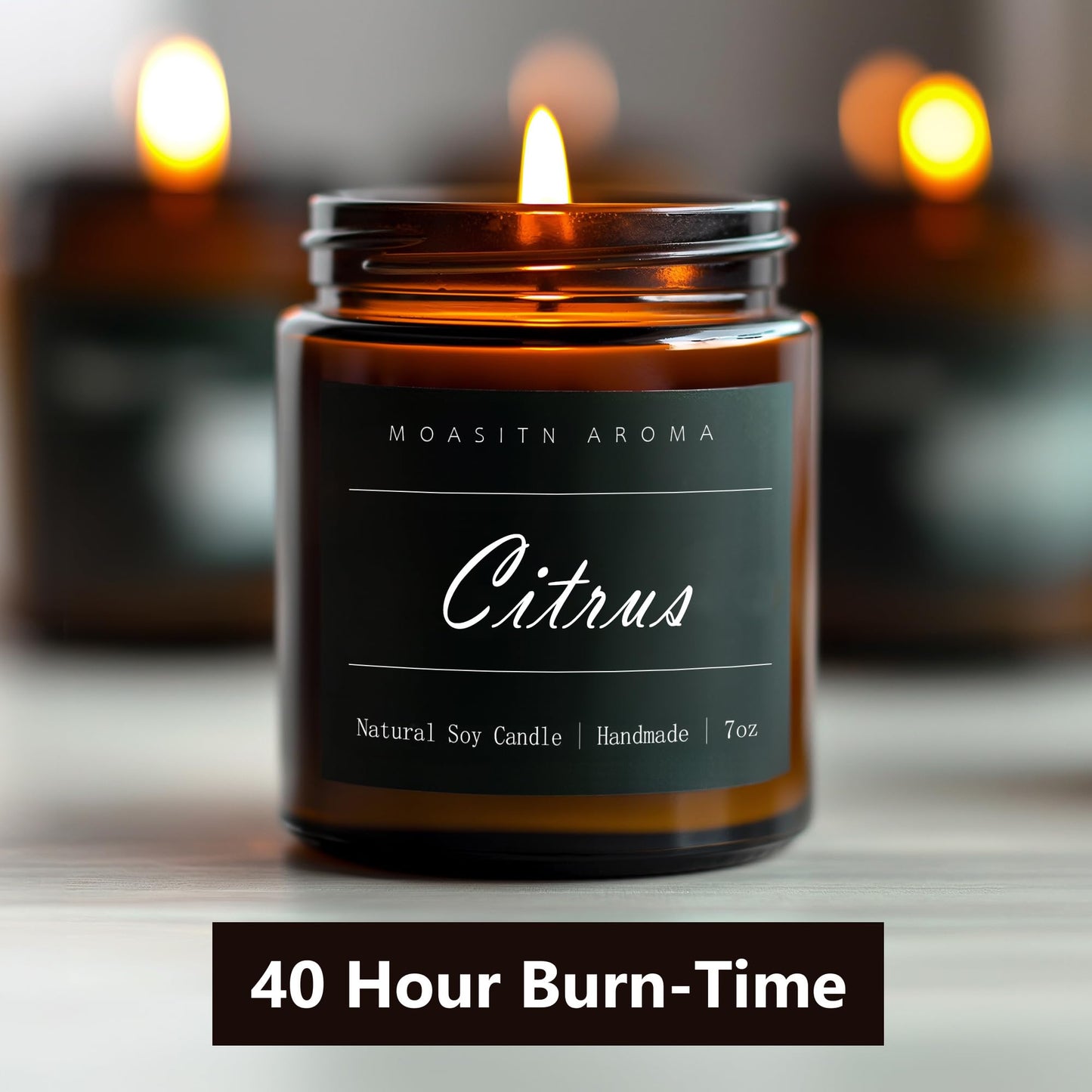 MOASITN Citrus Scented Soy Candle 7oz | Handmade Aromatherapy Jar Gift