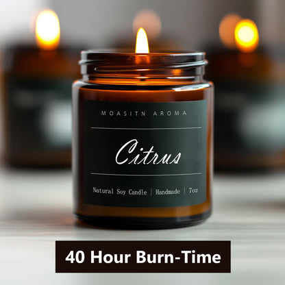MOASITN Citrus Scented Soy Candle 7oz | Handmade Aromatherapy Jar Gift