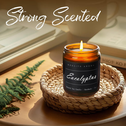 MOASITN Eucalyptus Heavenly Scented Candle - Natural Soy Aromatherapy 7oz | Handmade Jar Candle