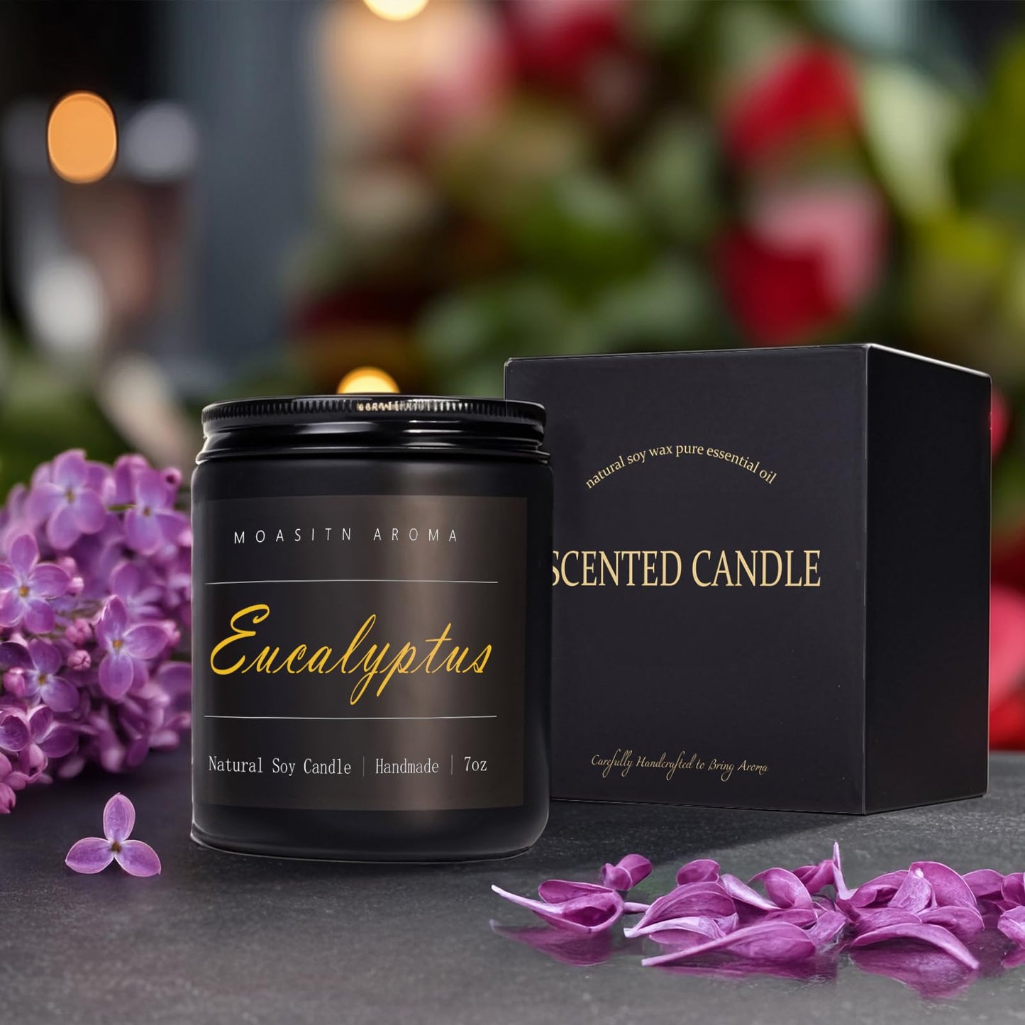 MOASITN Eucalyptus Natural Soy Candle – Mint, Eucalyptus & Basil Heavenly Scented Candle for Home Aromatherapy | Handmade, Long-Lasting, Clean Burn | Gift for Women & Men | 7oz