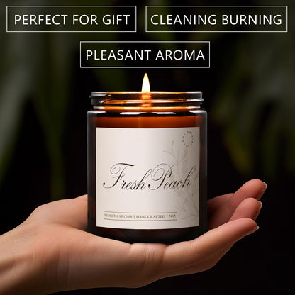 MOASITN Peach Scented Soy Candle - 7oz, Long-Lasting, Orange & Floral Notes