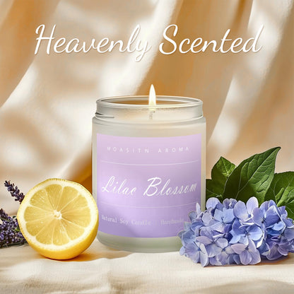 MOASITN Lilac Blossom Spring Soy Candle - 7oz | Lavender, Lilac & Lemon Scented Aromatherapy Jar Candle