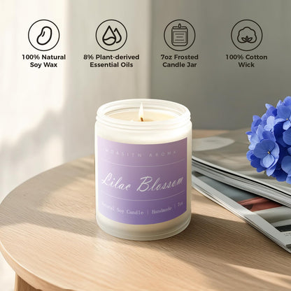 MOASITN Lilac Blossom Spring Soy Candle - 7oz | Lavender, Lilac & Lemon Scented Aromatherapy Jar Candle