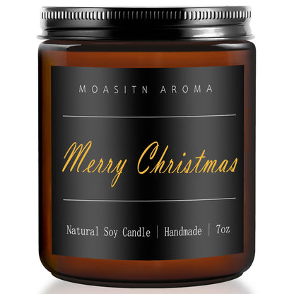 MOASITN Merry Christmas Scented Candles for Home|Cardamom,Cinnamon,Orange Scented Natural Soy Candle|Women,Men Jar Candel for Christmas,Winter,Relaxing|Longlasting Aromatherapy Candle|7oz