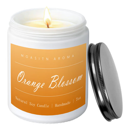 MOASITN Orange Blossom Scented Soy Candle 7oz – Handmade Jar Candle for Home & Gift