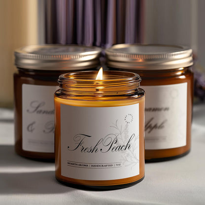 MOASITN Peach Scented Soy Candle - 7oz, Long-Lasting, Orange & Floral Notes