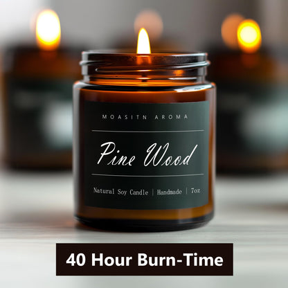 MOASITN Pine Wood Scented Candles – Organic Soy, Handmade 7oz Gift