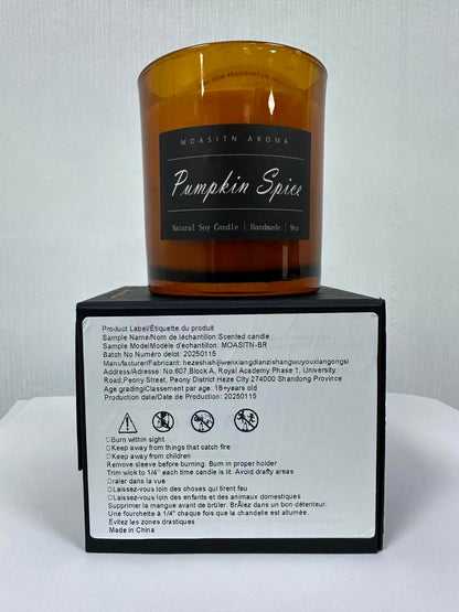 MOASITN Pumpkin Spice Soy Candle 9oz – Handmade Large Luxurious Aromatherapy Jar