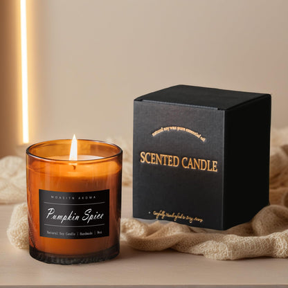 MOASITN Pumpkin Spice Soy Candle 9oz – Handmade Large Luxurious Aromatherapy Jar
