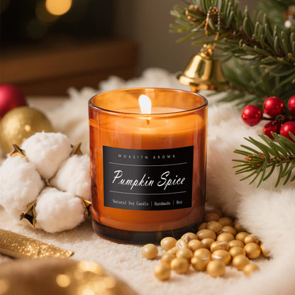 MOASITN Pumpkin Spice Soy Candle 9oz – Handmade Large Luxurious Aromatherapy Jar