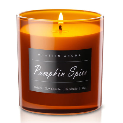 MOASITN Pumpkin Spice Soy Candle 9oz – Handmade Large Luxurious Aromatherapy Jar