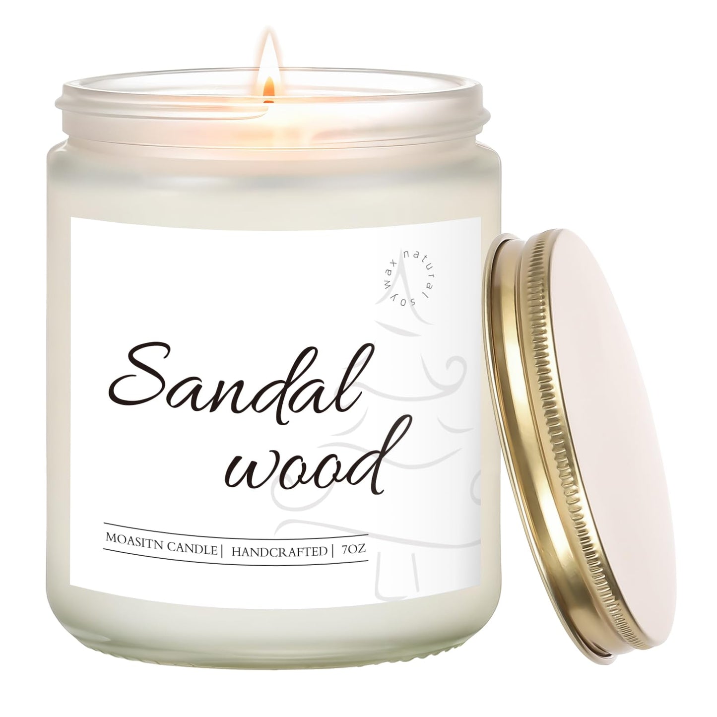 MOASITN Sandalwood Scented Candle – Cedar, Musk Soy Jar Candle 7oz | Handmade Aromatherapy Gift