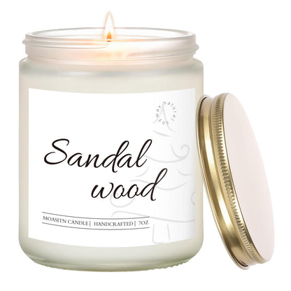 MOASITN Sandalwood Scented Candle – Cedar, Musk Soy Jar Candle 7oz | Handmade Aromatherapy Gift