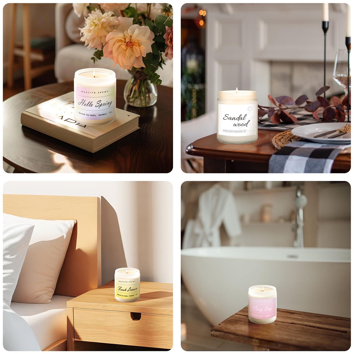 MOASITN Sandalwood Scented Candle – Cedar, Musk Soy Jar Candle 7oz | Handmade Aromatherapy Gift