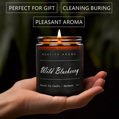 MOASITN Blueberry Scented Soy Candle 7oz | Handmade Aromatherapy Jar Gift