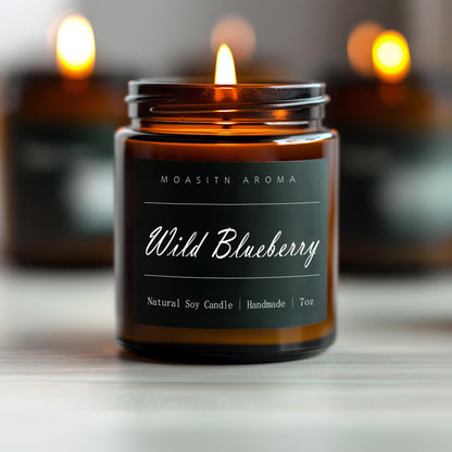 MOASITN Blueberry Scented Soy Candle 7oz | Handmade Aromatherapy Jar Gift