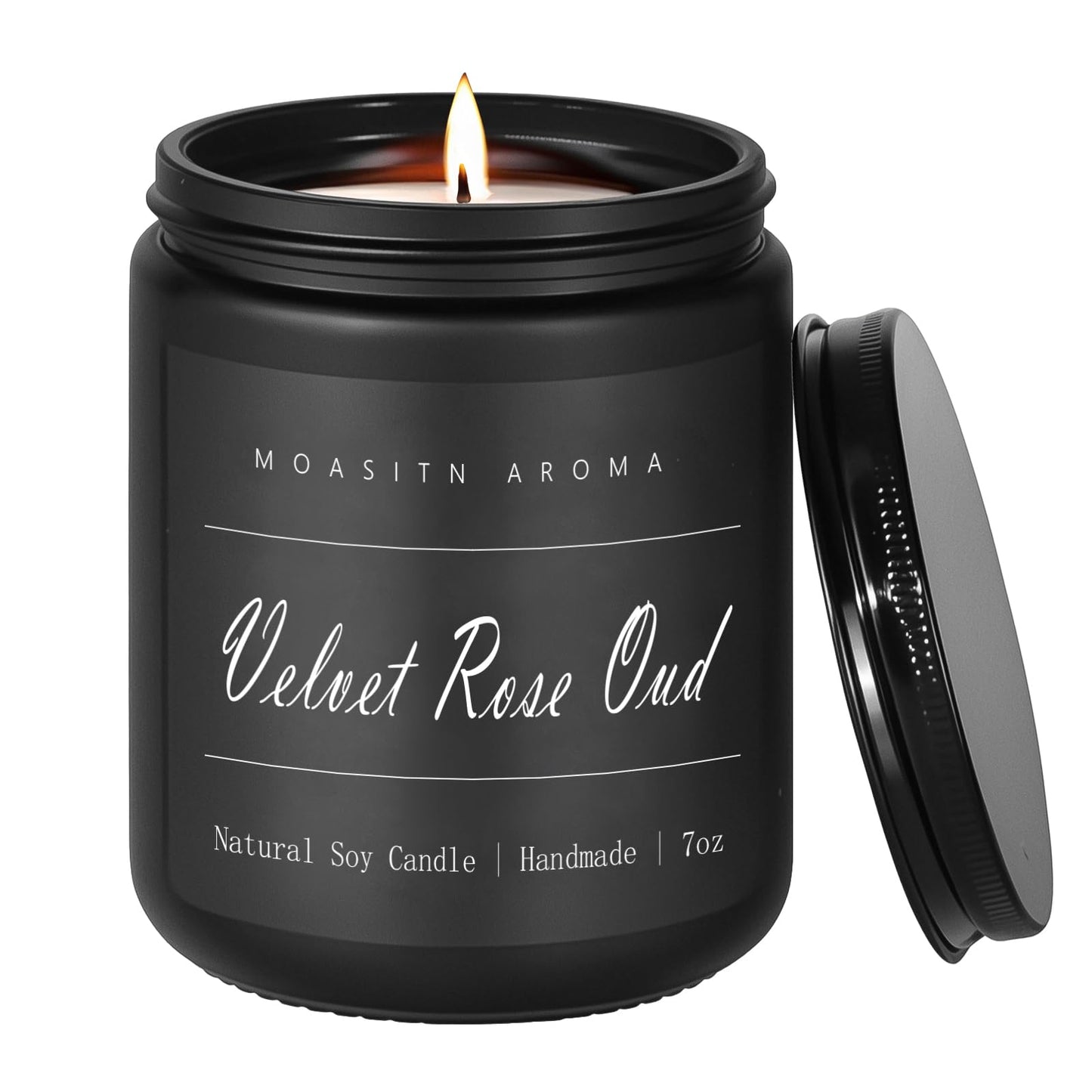 MOASITN Velvet Rose Oud Soy Candle – Handmade 7oz Aromatherapy Jar Candle | Long-Lasting Gift for Men & Women