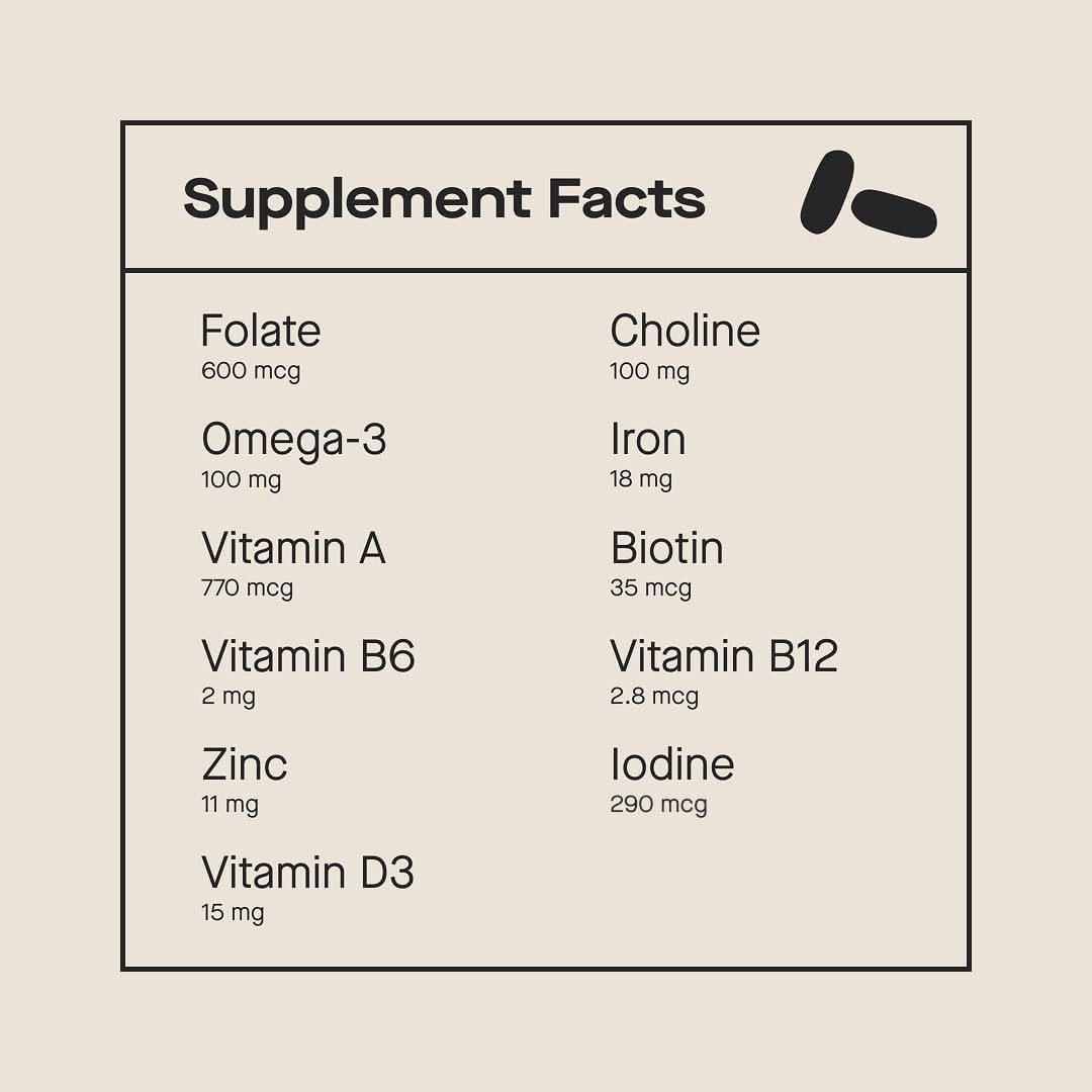 Modern Fertility Prenatal Multivitamin – OB-GYN Developed, 12 Essential Nutrients, 60 Capsules