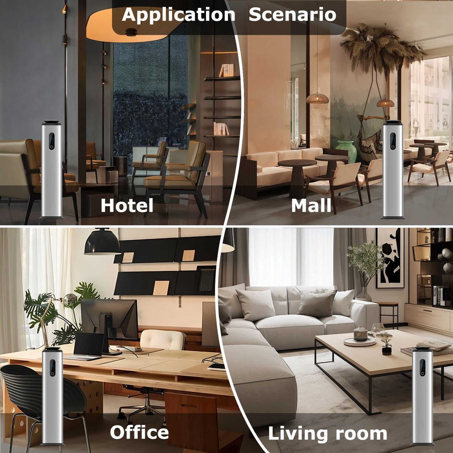 1000ML Tower Hotel Scent Diffuser with WiFi App Control – Large Space Diffuser for 10,000 Sq Ft | Silver