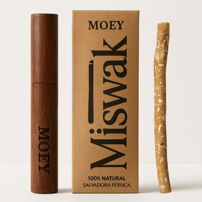 MOEY Miswak Stick with Wooden Holder – Salvadora Persica, Whitens Teeth