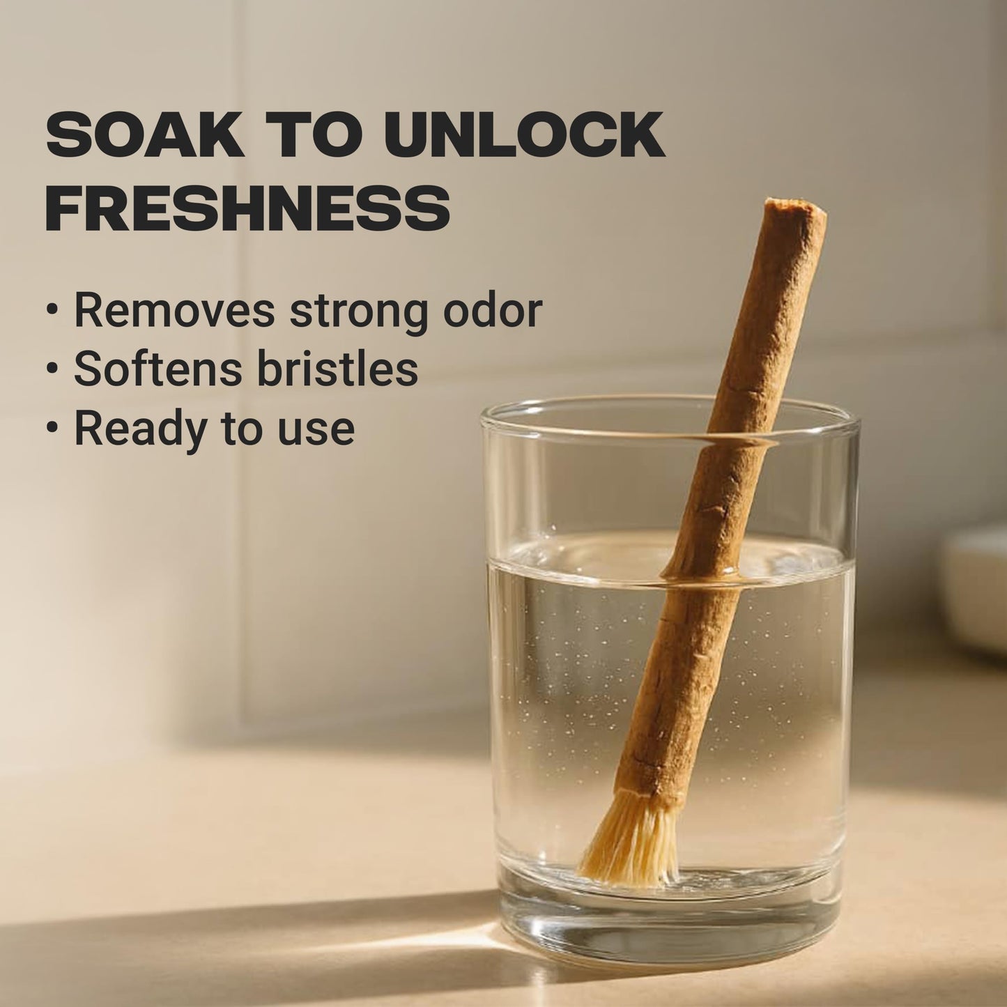 MOEY Miswak Stick with Wooden Holder – Salvadora Persica, Whitens Teeth
