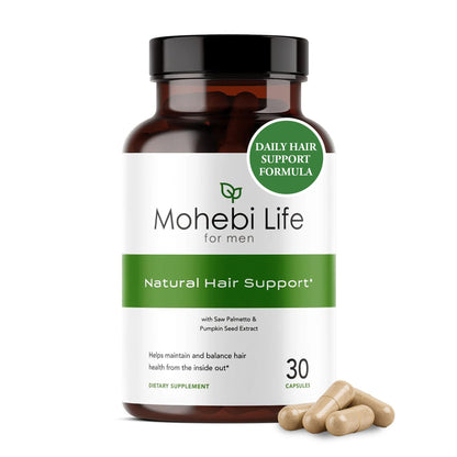 Mohebi Life Hair Growth Supplement for Men – Saw Palmetto, Pumpkin Seed Oil, Biotin | 30 Capsules