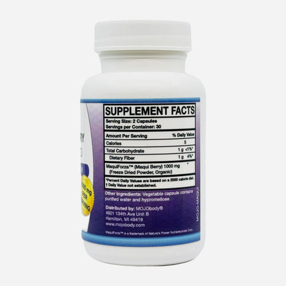 MOJObody Maqui Berry Capsules – MaquiForza Antioxidant Rich, 1000mg per Serving, 60 Veggie Caps