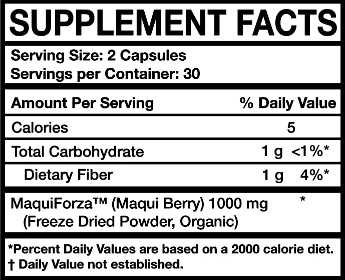 MOJObody Maqui Berry Capsules – MaquiForza Antioxidant Rich, 1000mg per Serving, 60 Veggie Caps