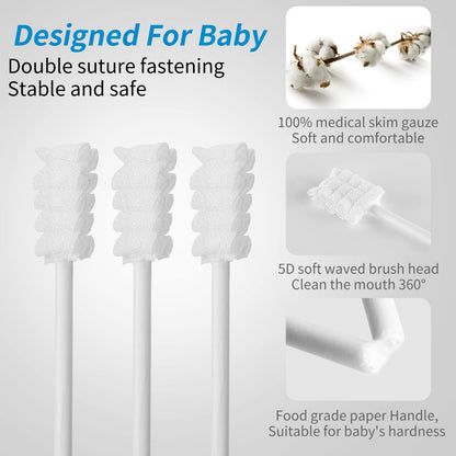 Mokoala 60Pcs Baby Tongue Cleaner & Disposable Infant Mouth Cleaner - Safe Care for 0-36 Months
