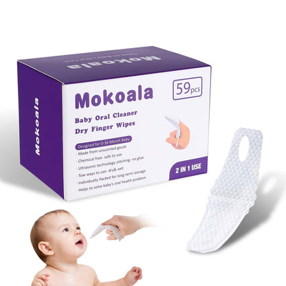 Mokoala Baby Finger Toothbrush & Tongue Cleaner – 59 Pcs Wipes