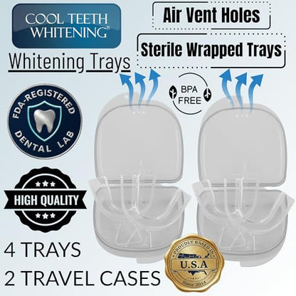 Moldable Teeth Whitening Trays — 4 Trays + 2 Travel Cases (Opalescence Compatible)