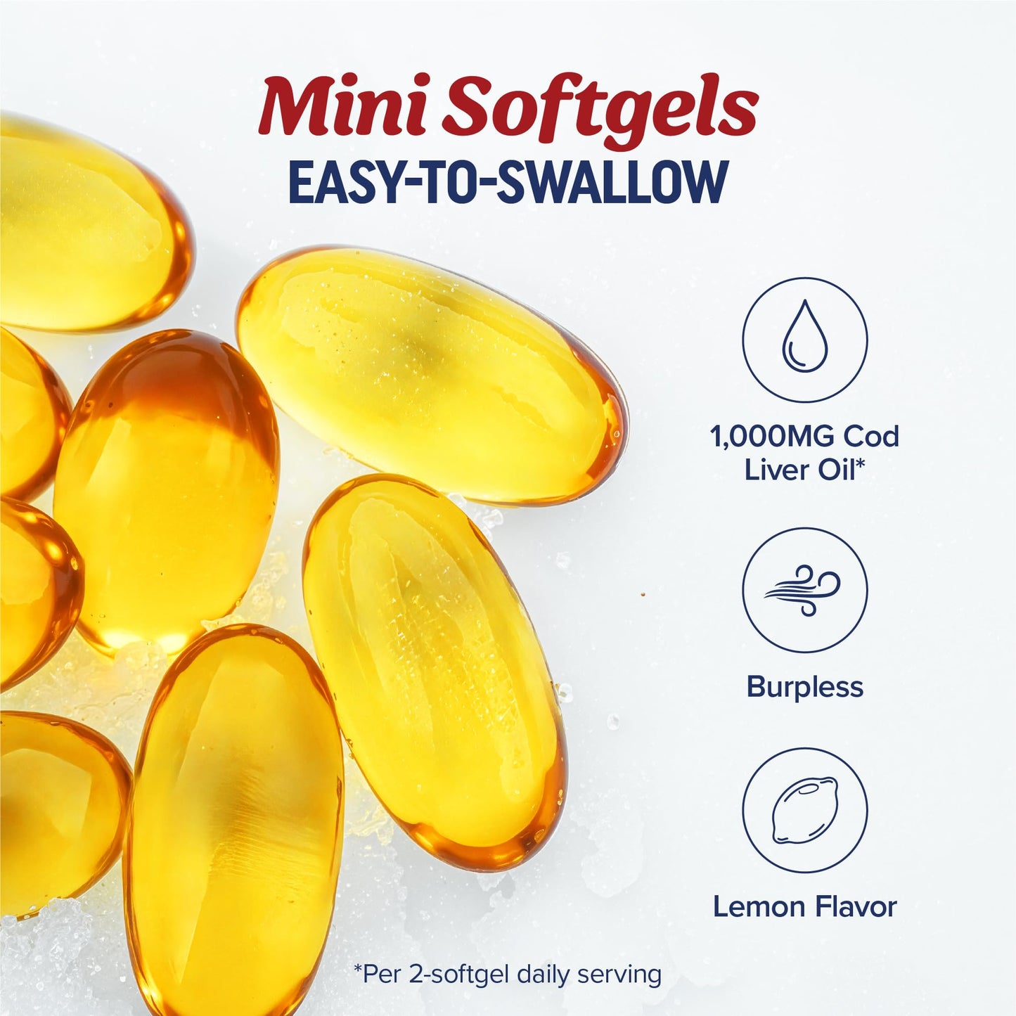 Cod Liver Oil Softgels 1000mg | Omega-3 EPA/DHA + Vitamins A & D3 | Icelandic Wild-Caught, Molecularly Distilled | 60 Count