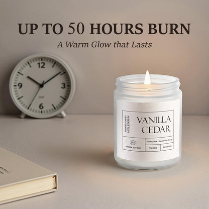 Molensun Vanilla Cedar Candle | 7 oz Soy Candle – Cozy Winter Gift