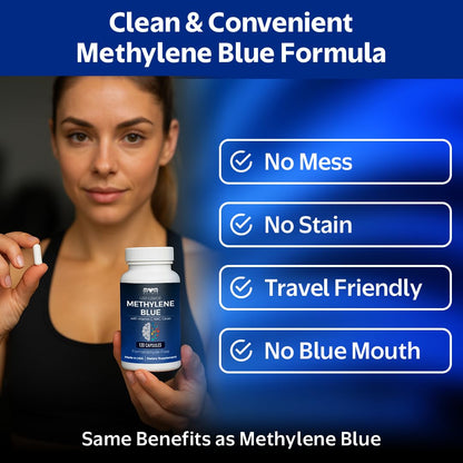 MOM NUTRIX Methylene Blue Capsules — Formaldehyde-Free, Made in USA, 120 Capsules