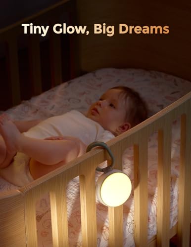 Momcozy Portable Sound Machine with Night Light – 20 Soothing Sounds, USB-C Battery, Stroller Clip