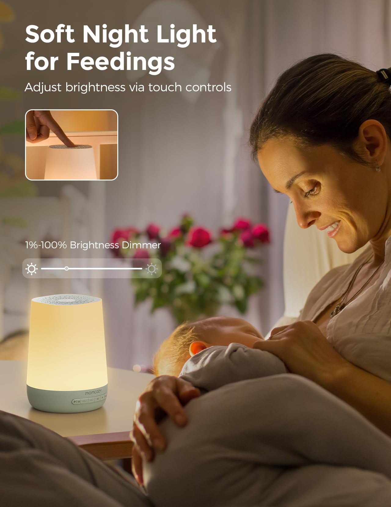 Momcozy Baby Sound Machine with Night Light — 34 Soothing Sounds & App Control (Green)