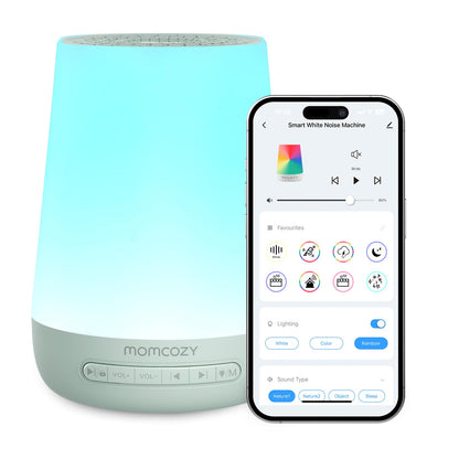 Momcozy Baby Sound Machine with Night Light — 34 Soothing Sounds & App Control (Green)