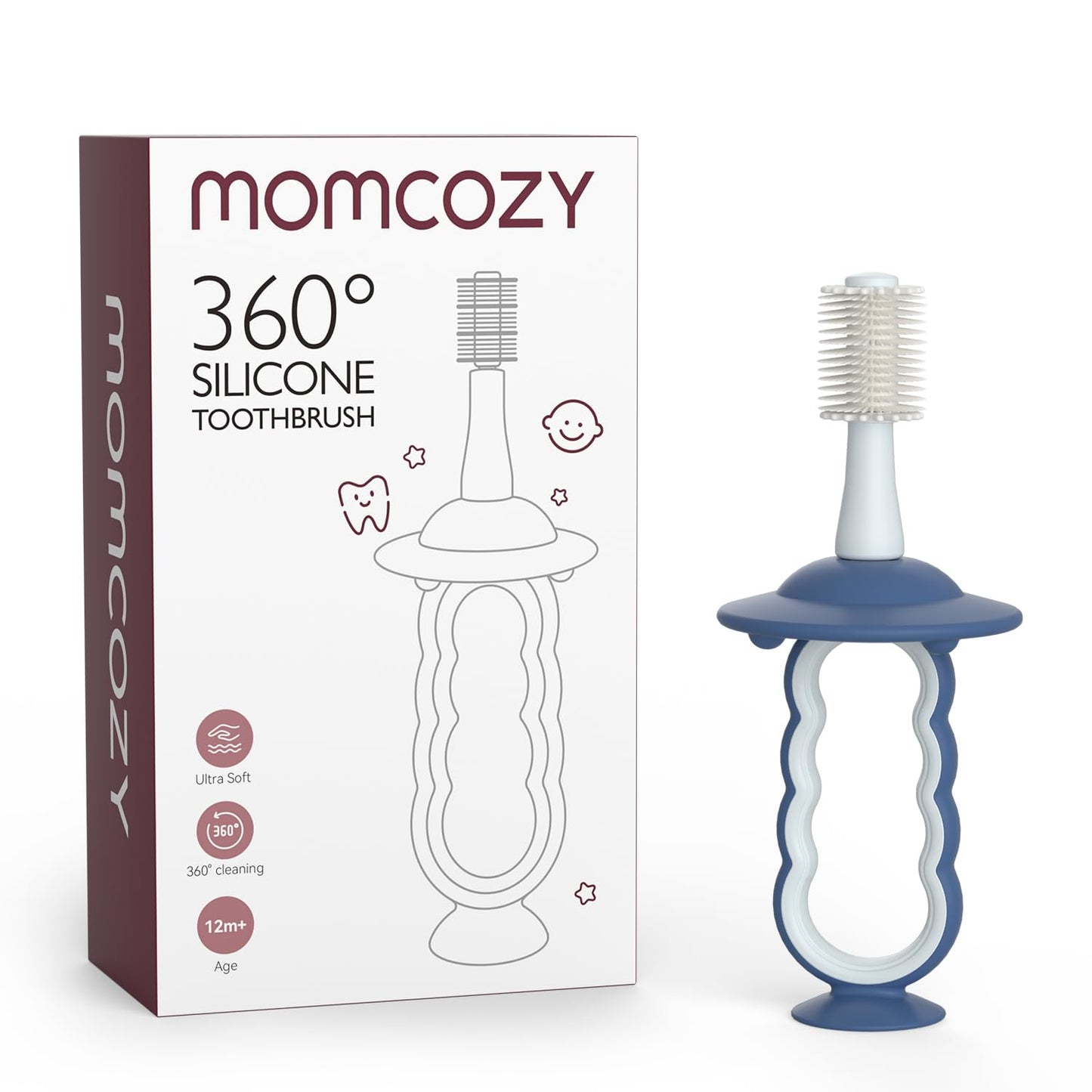 Momcozy Baby Toothbrush – Toddler 1-2 & 6-12 Months Infant Toothbrush, Blue