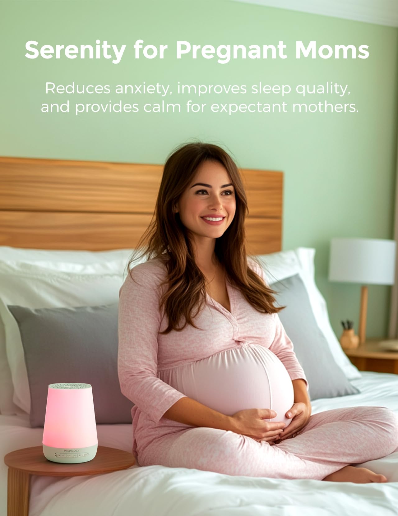 Momcozy Baby Sound Machine with Night Light — 34 Soothing Sounds & App Control (Green)