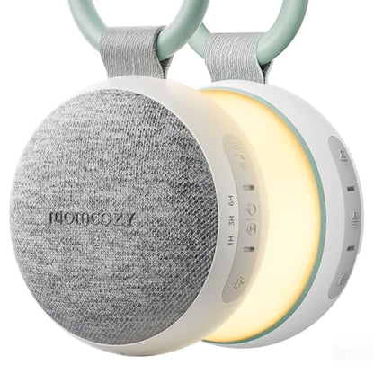 Momcozy Portable Sound Machine with Night Light – 20 Soothing Sounds, USB-C Battery, Stroller Clip