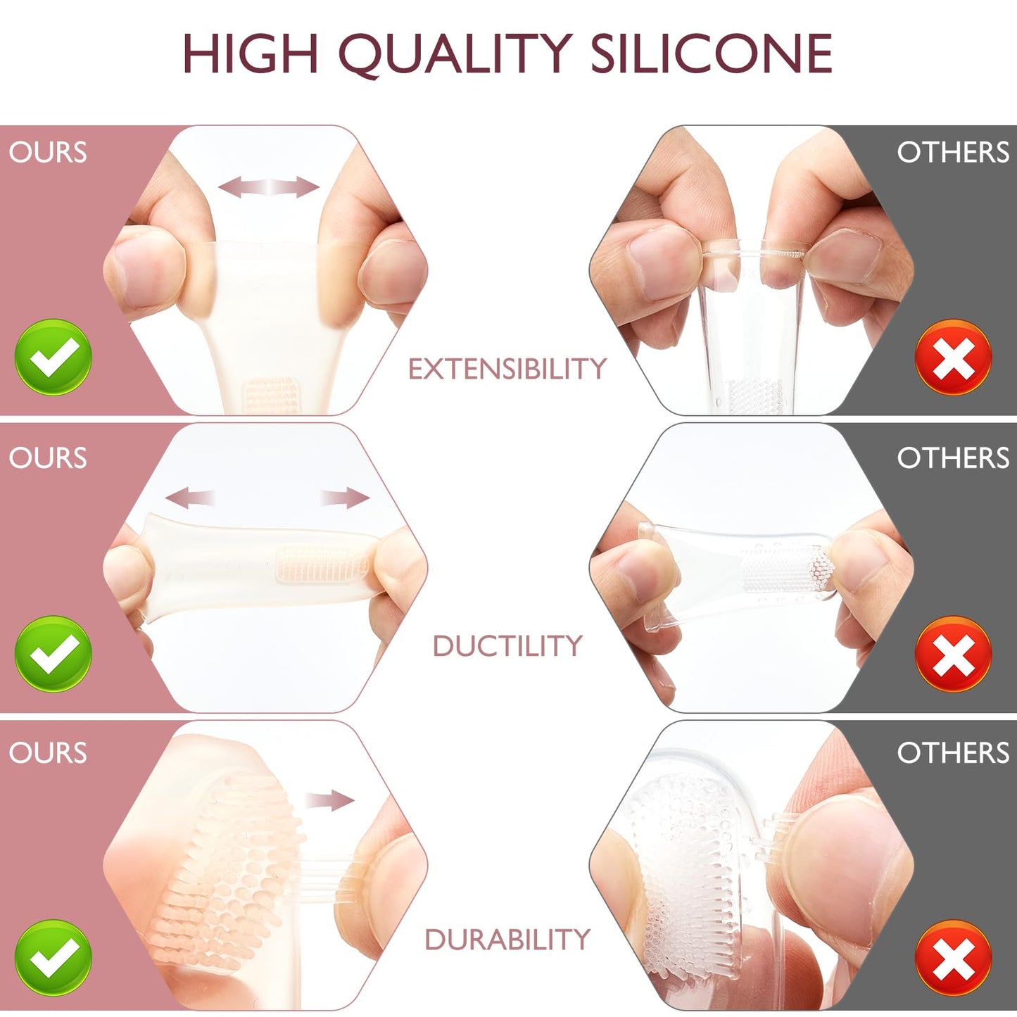 Momcozy Silicone Finger Toothbrush for Baby – 2 Pack Teething & Training