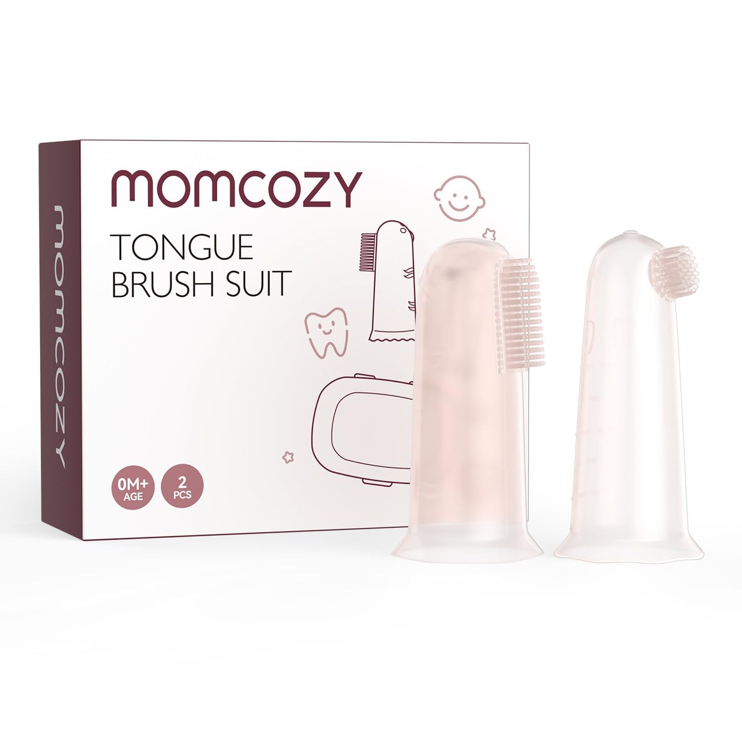 Momcozy Silicone Finger Toothbrush for Baby – 2 Pack Teething & Training
