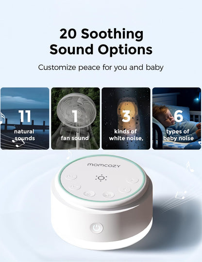 Momcozy Sound Machine for Baby | Portable White Noise with Night Light & 20 Sleep Sounds
