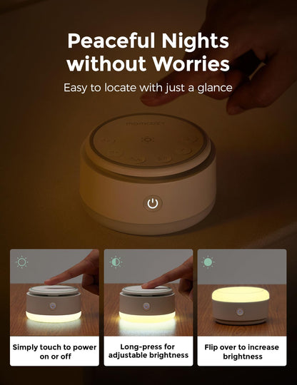 Momcozy Sound Machine for Baby - 20 Soothing Sounds & Touch Warm Light | Portable White Noise for Sleep, Travel, Nursery