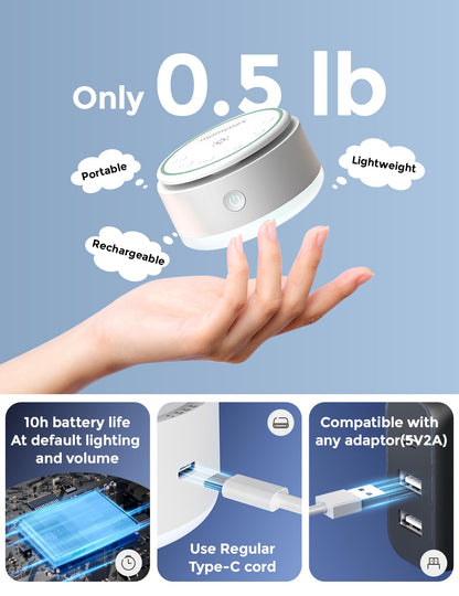 Momcozy Sound Machine for Baby | Portable White Noise with Night Light & 20 Sleep Sounds