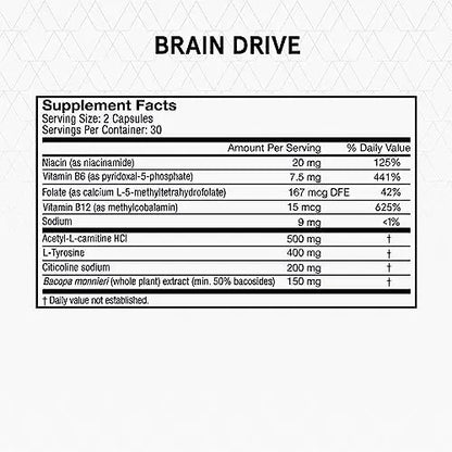 Momentous Brain Drive Nootropic Supplement | Focus & Memory Support | NSF Certified for Sport | 30 Servings BritishVita | Premium UK Vitamins & Wellness Supplements