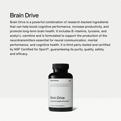 Momentous Brain Drive Nootropic Supplement | Focus & Memory Support | NSF Certified for Sport | 30 Servings BritishVita | Premium UK Vitamins & Wellness Supplements