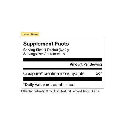 Momentous Lemon Creatine Monohydrate Powder | Creapure Creatine | NSF Certified for Sport | 6.49 g/Serving | 15 Servings
